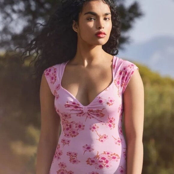 NWT Rouje Paris Laly Margaux Rose Pink Floral Midi Dress Size 36 FR 4 Us - Picture 3 of 7